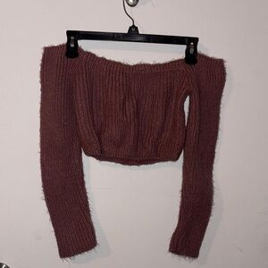 Women's Off-Shoulder Knit Sweater - Rose